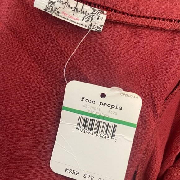 Free People Monroe Mini Dress Wine Red Color With Slit - Picture 8 of 10